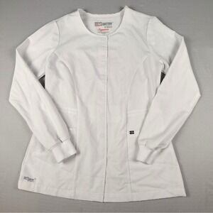 Barco Grey's Anatomy Women's Small White Snap Front Warm-Up Scrub Jacket L/S